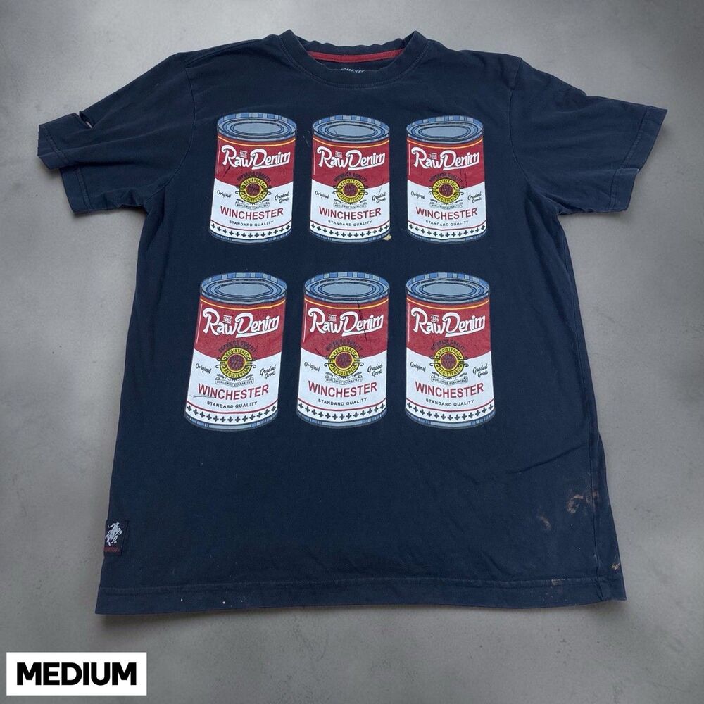 Winchester T-Shirt Andy Warhol Style Raw Denim Men's MED Black 100% Cotton